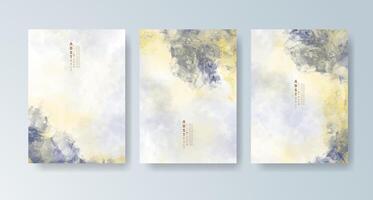 Bundle of cards with rich watercolor tones and dynamic swirls. vector