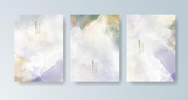 Artistic cards with luminous watercolor patterns and bright hues. vector