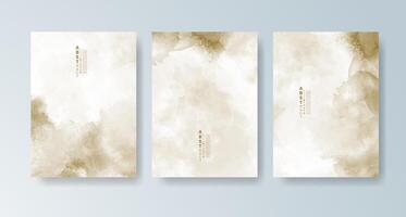 Bundle of creative cards with dynamic multicolor watercolor art. vector