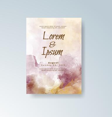 Delicate watercolor leaf pattern wedding card.