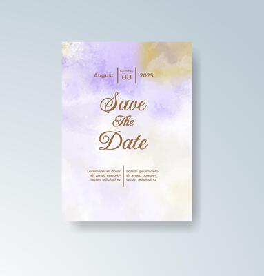 Watercolor frame wedding card with rustic details.