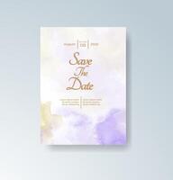 Soft peach watercolor invitation with floral hints. vector