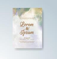 Bohemian wedding invitation with abstract watercolor art. vector