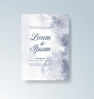 Rustic wedding invitation with soft watercolor wash.