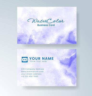 Contemporary business card with flowing watercolor lines.