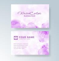 Fresh business card layout with artistic watercolor patterns. vector
