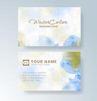 Stylish business card with minimal text and watercolor backdrop. vector