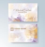 Classy business card template enhanced by watercolor art. vector