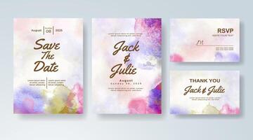 Subtle color play in a soft splash wedding invitation. vector