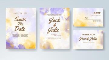 Minimalist invitation with abstract watercolor digital painting. vector