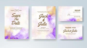 Elegant wedding invitation featuring abstract watercolor splashes in digital style. vector