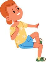 Smiling Child Sitting Playfully vector