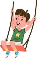 Boy on Swing with Joyful Expression vector