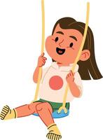 Girl on Swing with Joyful Expression vector