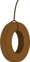 Tire Swing Hanging on Rope vector