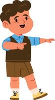 Cheerful Boy Pointing Forward vector