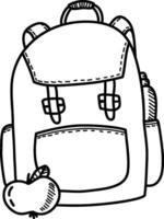 Backpack with Apple Sketch vector