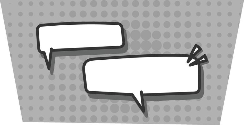 Comic Speech Bubbles on Dotted Halftone Background