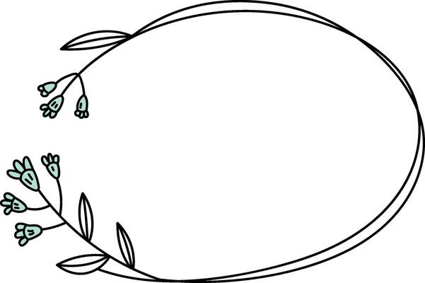 Floral Oval Frame with Leaves