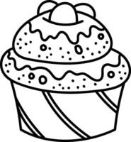 Cupcake with Frosting and Sprinkles Doodle vector