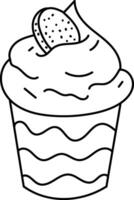 Cupcake with Frosting and Cookie Doodle vector