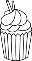 Cupcake with Swirled Frosting Doodle Design vector