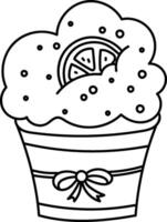 Cupcake with Citrus Slice Doodle vector