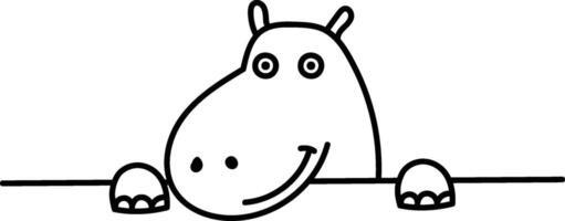 Smiling Hippo Peeking from Something vector