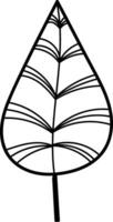 Leaf with Line Patterns Doodle vector