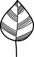 Leaf with Striped Pattern Doodle vector
