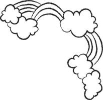 Clouds and Rainbow Corner Sketch vector