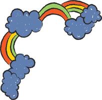 Playful Rainbow with Fluffy Clouds Corner vector