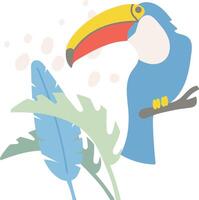 Toucan with Tropical Leaves Composition vector