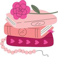 Stack of Books with Flower Element vector