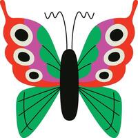 Colorful Butterfly Insect with Patterned Wings Design vector
