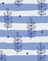 Leafy Pattern with Wavy Stripes Background vector