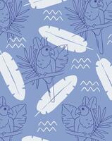 Parrot Pattern with Tropical Leaves Background vector