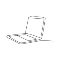 Single continuous line art drawing of a laptop computer gadget illustration vector
