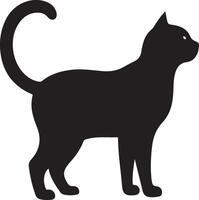 Simple Black Silhouette of a Standing Cat vector
