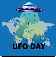 World UFO Day concept with Aliens Abducting Humans from Earth illustration design vector