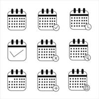 Flat Calendar Outline Icons set vector