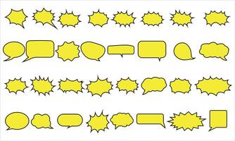 Yellow Comic Speech and Thought Bubble Set . Pop Art Dialogue, Caption, and Exclamation Elements vector