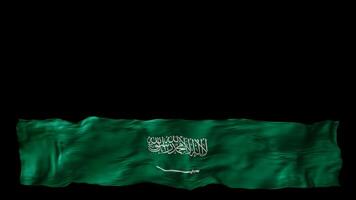 Stylized flag of Saudi Arabia waving in the wind, isolated on transparent background, with alpha channel. Animated footer. Suitable for patriotic themes or national event promotions. Motion graphic. video