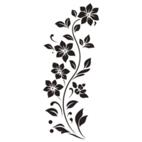 A delicate floral design featuring vertical arrangement of blooming flowers and leaves, creating elegant and decorative pattern. monochrome style adds classic touch png