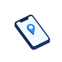 A smartphone displaying a location marker icon on its screen. png