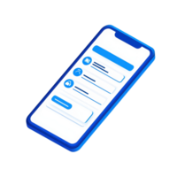 A sleek smartphone displaying a user interface with icons and text, showcasing features like messages or notifications. png