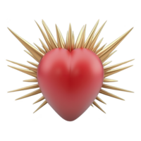 A red heart with golden spikes radiates bold and striking design, symbolizing love and protection. contrast between soft heart and sharp spikes creates dynamic visual impact png