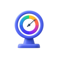 A colorful gauge with a circular design, featuring a needle and a vibrant spectrum of colors, indicating measurement or levels. png