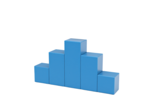 A set of blue building blocks arranged in a stepped formation, showcasing varying heights and creating a visually appealing structure. png
