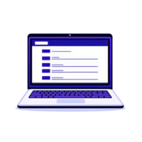 A sleek laptop displaying a user interface with a list of items on the screen. png